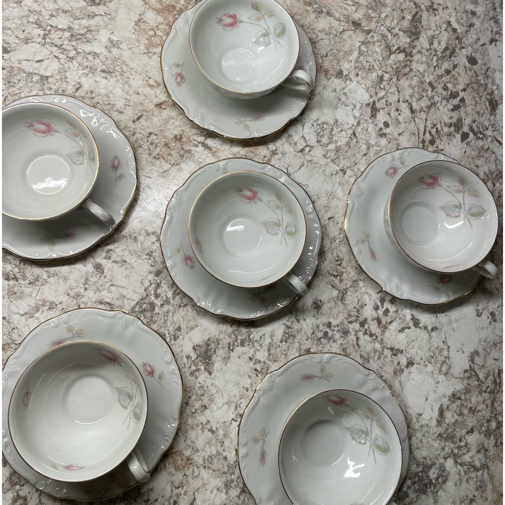 1940’s Winterling Bavaria Germany ~ 6 Fine Porcelain China Teacups & Saucers~ - Picture 15 of 16